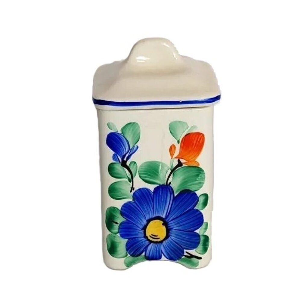Vintage Ditmar Urbach Spice Jar Czechoslovakia Hand Paint Lid Container Ceramics
